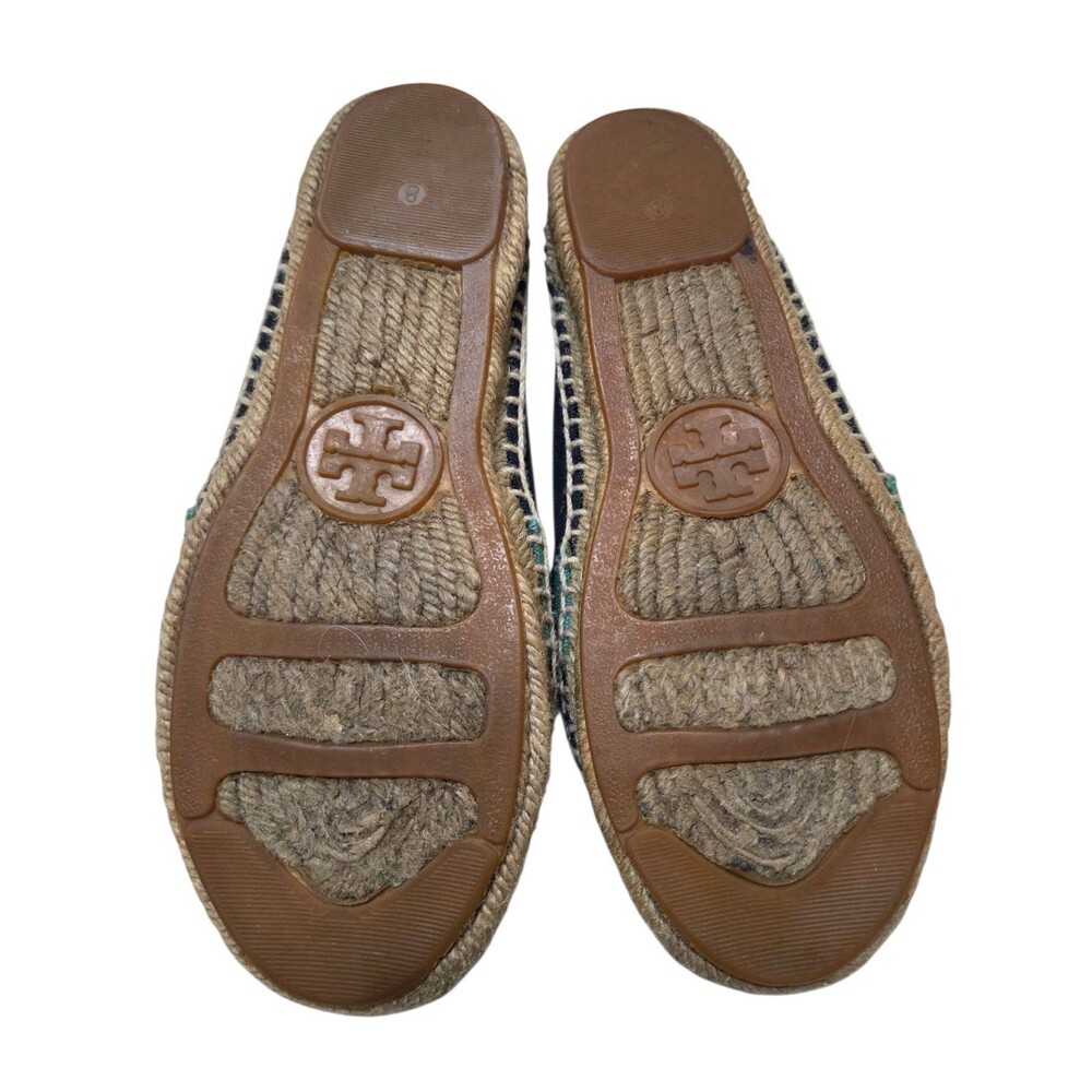 Tory Burch Weston Island Turquoise & Navy Espadrille Flats Size 8 - Picture 7 of 10